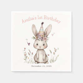 うさぎの1歳の誕生日パーティー スタンダードカクテルナプキン