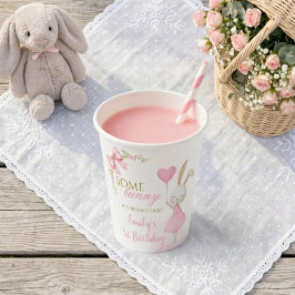 うさぎの1歳の誕生日 ピンクのボウ・コケット 紙コップ