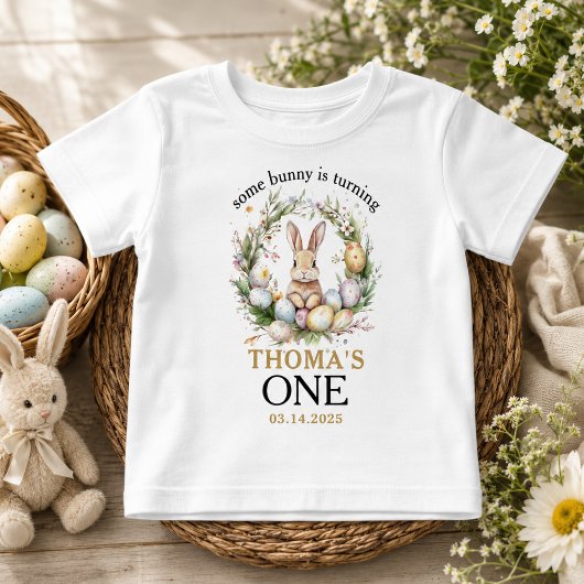 うさぎの1歳の誕生日 ベビーTシャツ