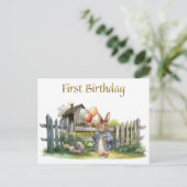 うさぎの1歳の誕生日 ポストカード (スタンド正面)