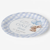 うさぎの1歳の誕生日 青い風船 ペーパープレート (アングル)