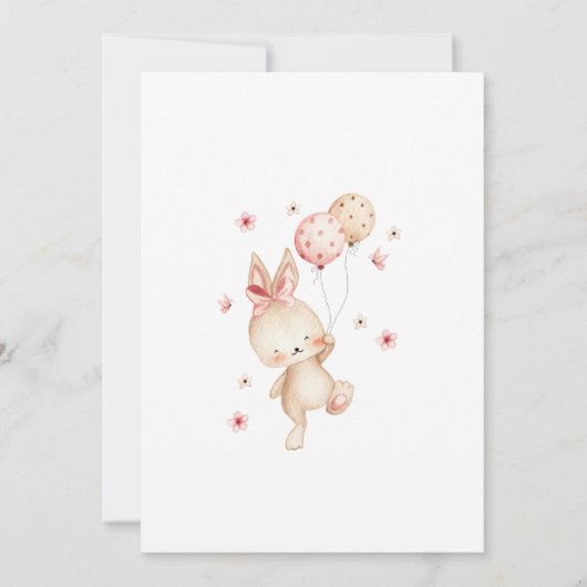 うさぎの1歳誕生日招待状, うさぎの1歳パーティー, 1歳の誕生日 招待状 (裏面)