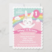 うさぎの1歳誕生日招待状（女の子用） 招待状 (正面)