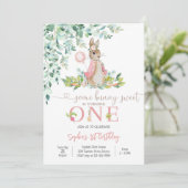 うさぎの1歳誕生日招待状 招待状 (スタンド正面)