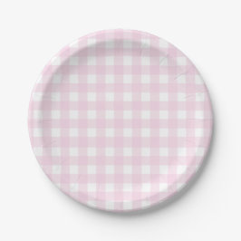 うさぎの1歳誕生日 ピンクのギンガムうさぎ ペーパープレート