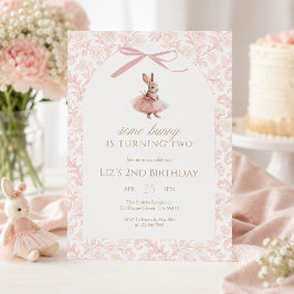 うさぎの2歳の誕生日 ピンクのチュチュ 招待状