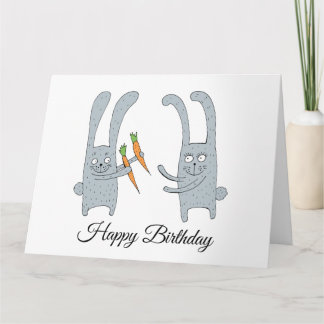 うさぎは、ハリネズミに誕生日のニンジンあげる、 カード