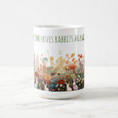 うさぎやワイルドフラワーマグカップを愛する女の子 コーヒーマグカップ (中央)