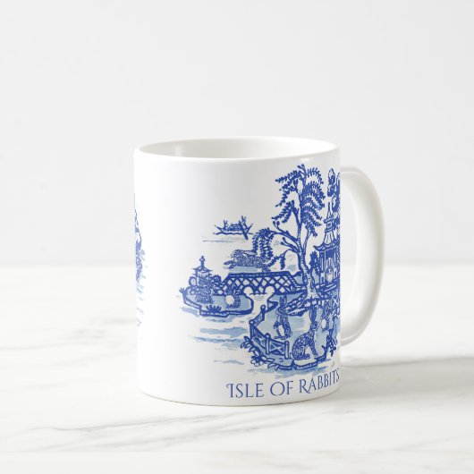 うさぎアイランドブルーウィローお洒落アジア模様 コーヒーマグカップ (正面右)