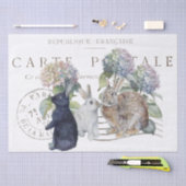 うさぎアジサイ花カルトポストデクページ 薄葉紙 (クラフト)