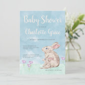 うさぎウッドランド水彩赤ユニセックスちゃんシャワー 招待状 (スタンド正面)