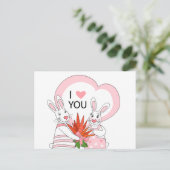 うさぎカップルおもしろい付きハガキデザイン ポストカード (スタンド正面)