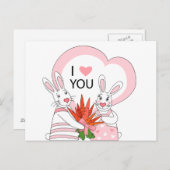 うさぎカップルおもしろい付きハガキデザイン ポストカード (正面/裏面)