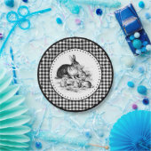 うさぎギンガム ペーパープレート (パーティー)