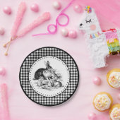 うさぎギンガム ペーパープレート (パーティー)