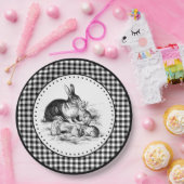 うさぎギンガム ペーパープレート (パーティー)