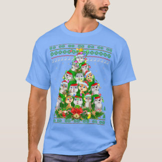 うさぎクリスマスイルミネーション ツリー サンタ うさぎ ダサい クリスマス Tシャツ