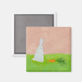 うさぎニンジンモダンフレッシュカラフル絵画ズ マグネット (正面/裏面)