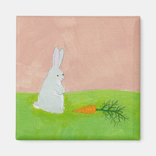 うさぎニンジンモダンフレッシュカラフル絵画ズ マグネット (正面)