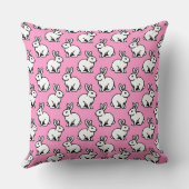 うさぎパターン – 白黒（ピンク） クッション (裏面)