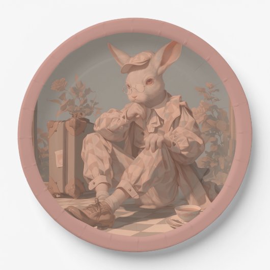 うさぎビクトリアン待機、春 ペーパープレート (正面)