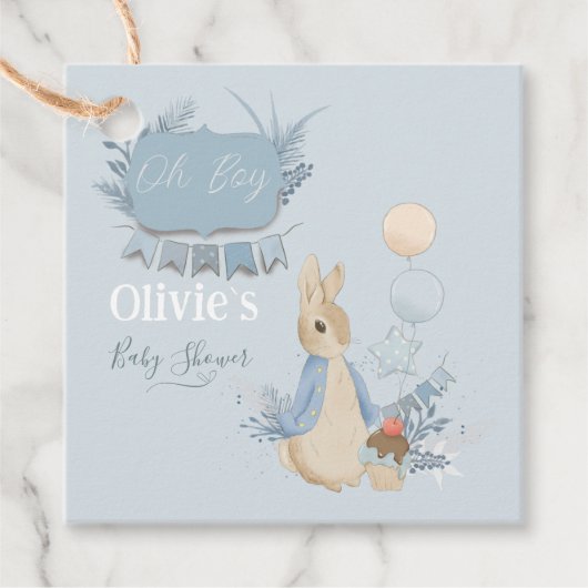 うさぎピーター赤ちゃんは男の子をシャワー フェイバータグ (正面)