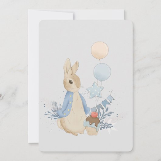 うさぎピーター赤ちゃんは男の子をシャワー 招待状 (裏面)