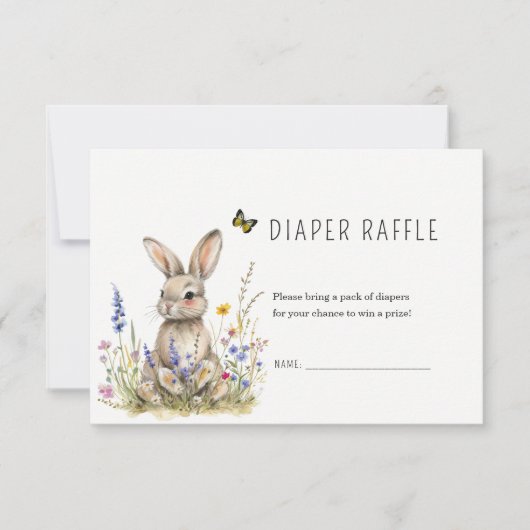 うさぎベイビーシャワーおむつくじカード 招待状 (正面)