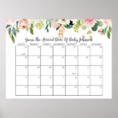 うさぎベイビーシャワー 出産予定日予想カレンダー ポスター (正面)