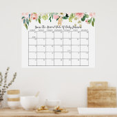 うさぎベイビーシャワー 出産予定日予想カレンダー ポスター (キッチン)