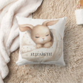 うさぎムーンスカイベージュかわいいボホ子供部屋 クッション (ブランケット)