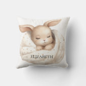 うさぎムーンスカイベージュかわいいボホ子供部屋 クッション (裏面)