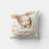 うさぎムーンスカイベージュかわいいボホ子供部屋 クッション (正面)