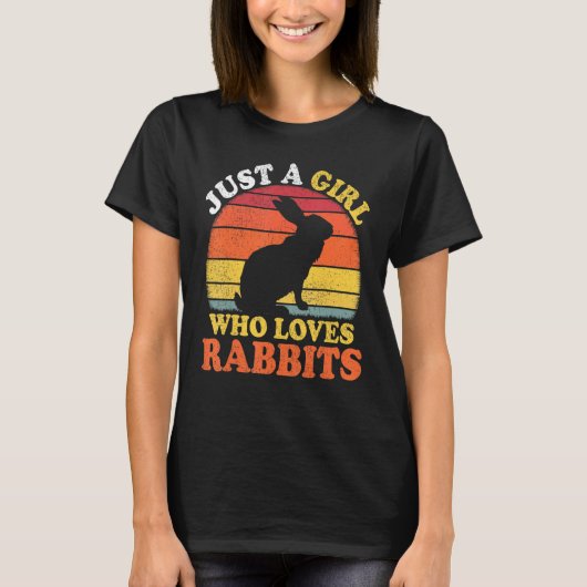 うさぎヴィンテージうさぎが大好きな女の子 Tシャツ (正面)