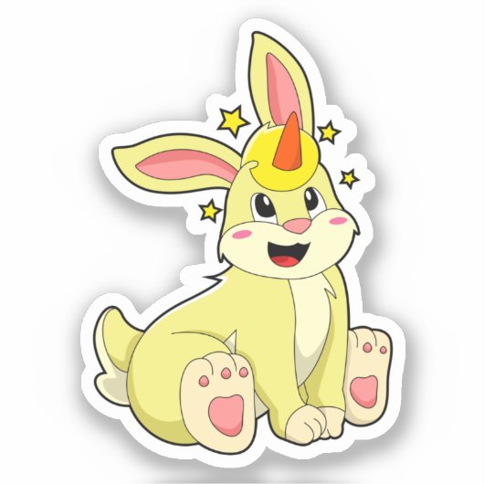 うさぎ一角獣 シール (正面)