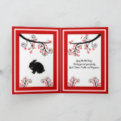 うさぎ中国のと赤い花の正月 シーズンカード (内部)