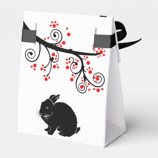 うさぎ中国のと赤い花の正月 フェイバーボックス (裏面サイド)