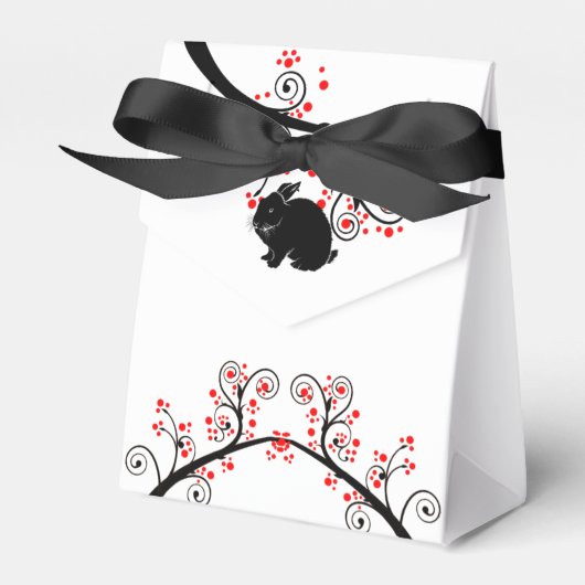 うさぎ中国のと赤い花の正月 フェイバーボックス (正面サイド)