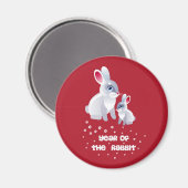 うさぎ中国のの年。かわいいバニーズギフト マグネット (正面/裏面)