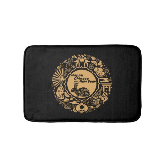 うさぎ中国のの新年 バスマット (正面)
