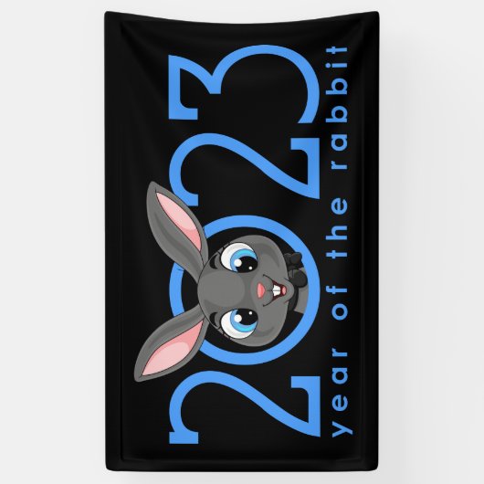 うさぎ中国のの漫画の年 横断幕 (縦)