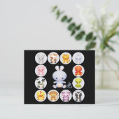 うさぎ中国のはがきの〔占星術の〕十二宮図年 シーズンポストカード (スタンド正面)