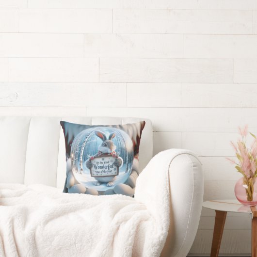 うさぎ付きクリスマススノーグローブ クッション (ソファ)