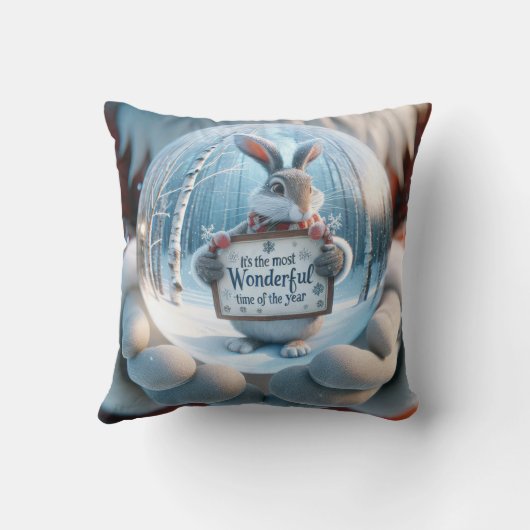 うさぎ付きクリスマススノーグローブ クッション (裏面)