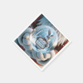 うさぎ付きクリスマススノーグローブ スタンダードカクテルナプキン (角)