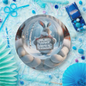 うさぎ付きクリスマススノーグローブ ペーパープレート (パーティー)