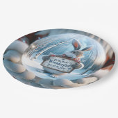 うさぎ付きクリスマススノーグローブ ペーパープレート (アングル)