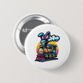うさぎ列車の鉄道イースターエッグ子供幼児男子 缶バッジ (正面&裏面)