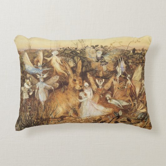 うさぎ妖精たちの間で、ヴィンテージ童話 アクセントクッション (正面)
