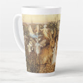 うさぎ妖精たちの間で、ヴィンテージ童話 カフェラテマグ (左アングル)